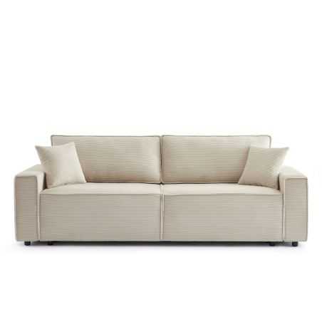 Canapé droit convertible 3 places ZOLA velours côtelé beige