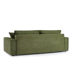 Canapé droit convertible 3 places ZOLA velours côtelé vert
