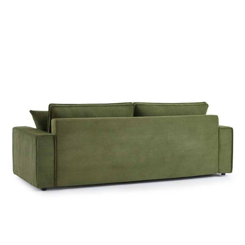 Canapé droit convertible 3 places ZOLA velours côtelé vert