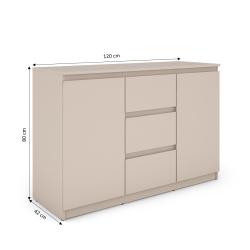 Buffet SNORRI cachemire 2 portes 3 tiroirs 120cm