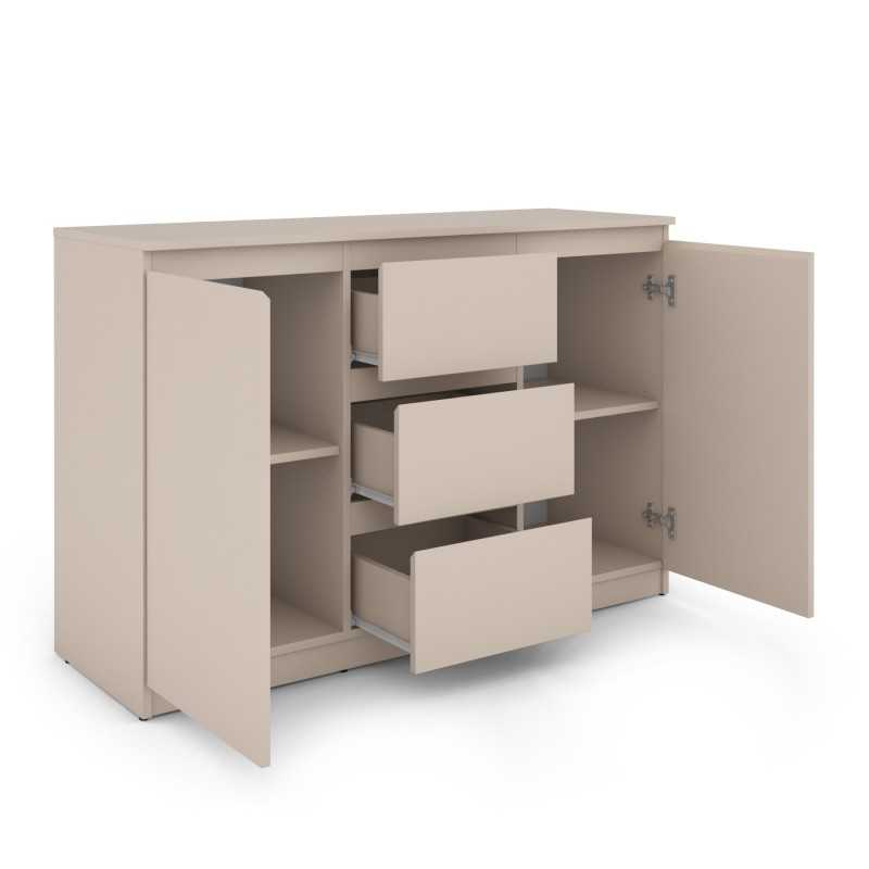 Buffet SNORRI cachemire 2 portes 3 tiroirs 120cm