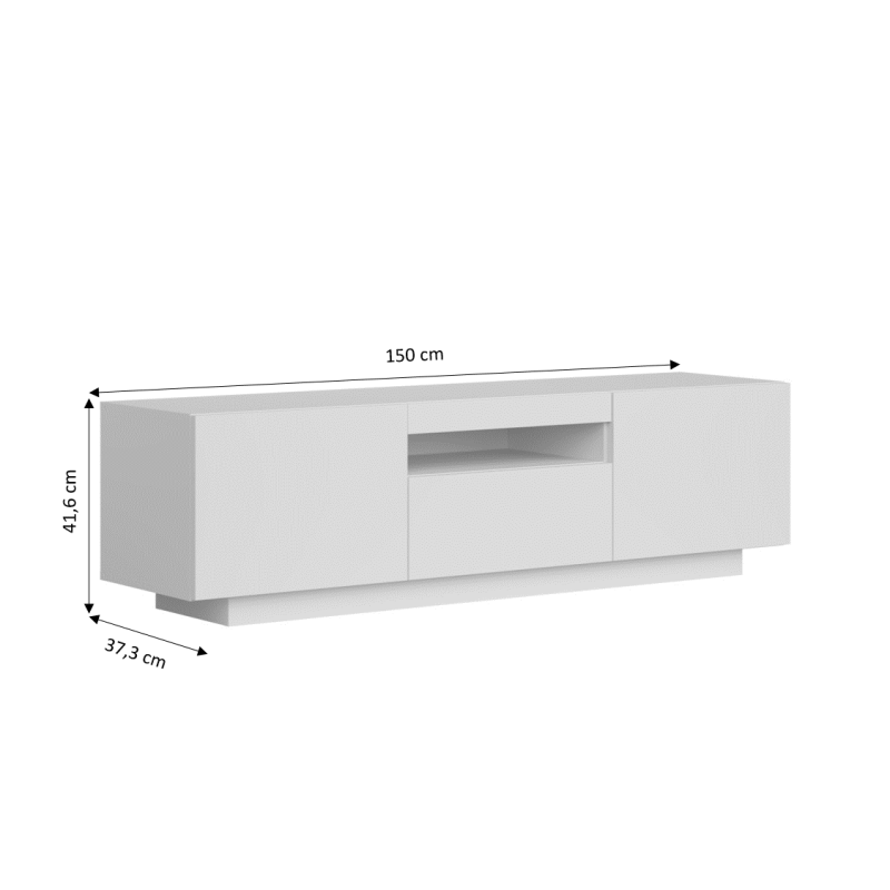 Meuble TV BIRNA blanc mat 3 portes 150cm