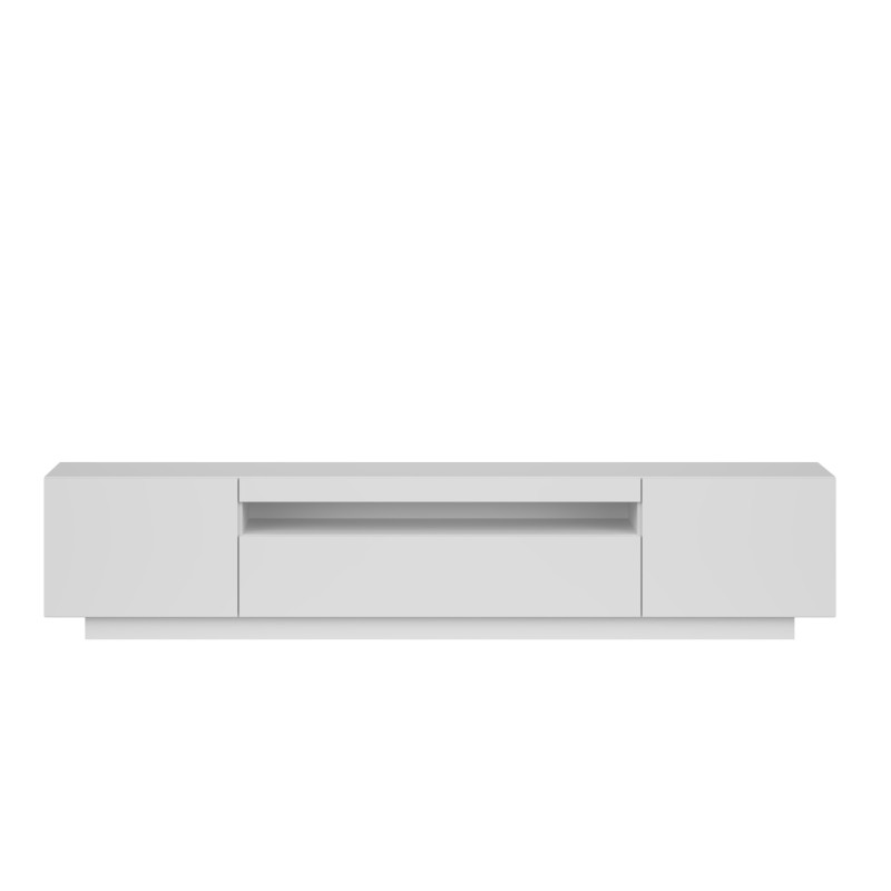 Meuble TV BIRNA blanc mat 3 portes 200cm