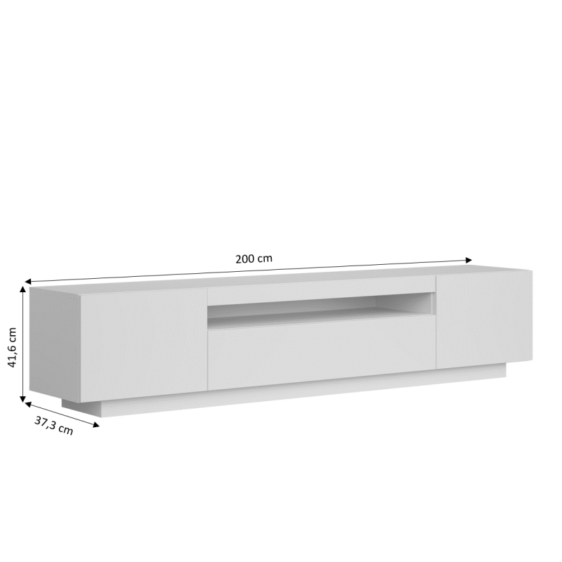 Meuble TV BIRNA blanc mat 3 portes 200cm