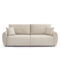 Canapé droit convertible 3 places DANILO velours côtelé beige