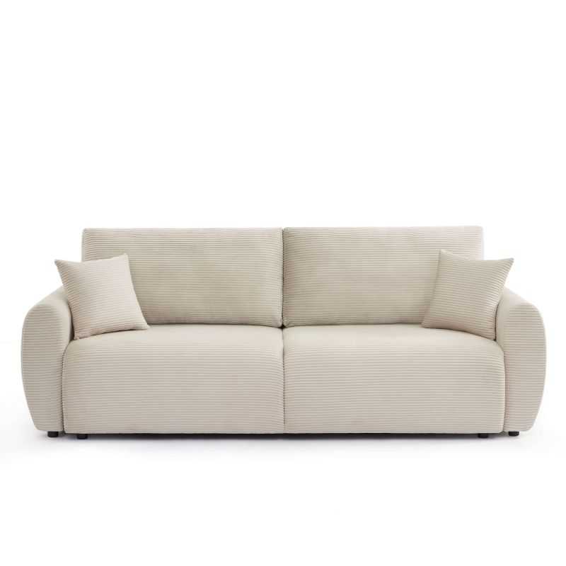 Canapé droit convertible 3 places DANILO velours côtelé beige