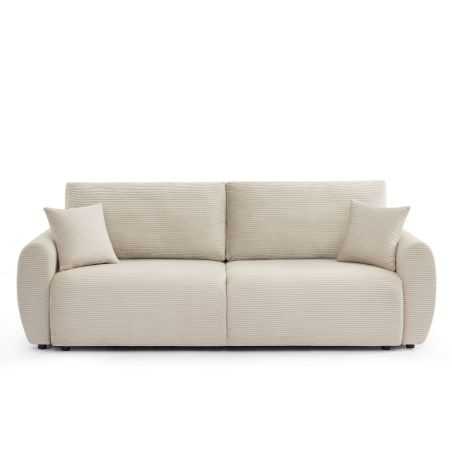 Canapé droit convertible 3 places DANILO velours côtelé beige
