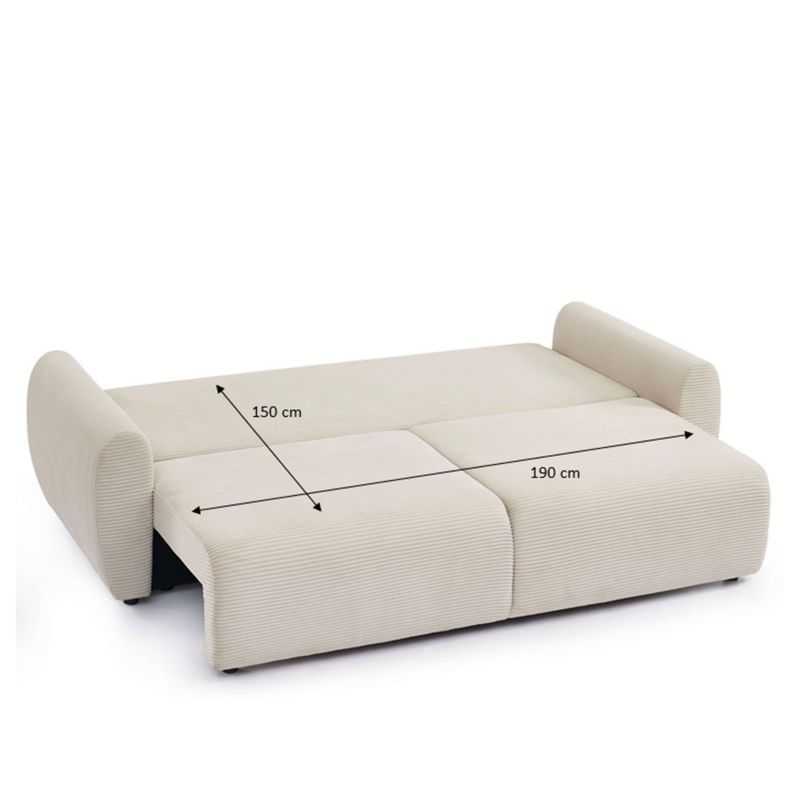 Canapé droit convertible 3 places DANILO velours côtelé beige