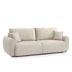 Canapé droit convertible 3 places DANILO velours côtelé beige