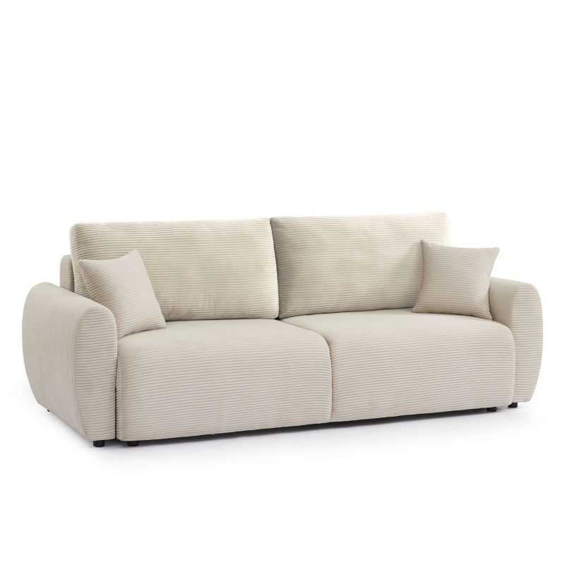 Canapé droit convertible 3 places DANILO velours côtelé beige