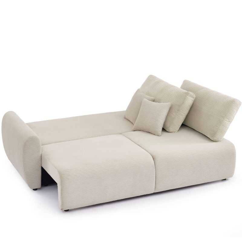 Canapé droit convertible 3 places DANILO velours côtelé beige