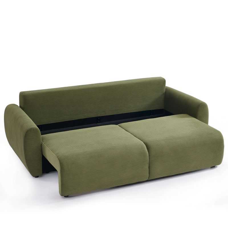 Canapé droit convertible 3 places DANILO velours côtelé vert