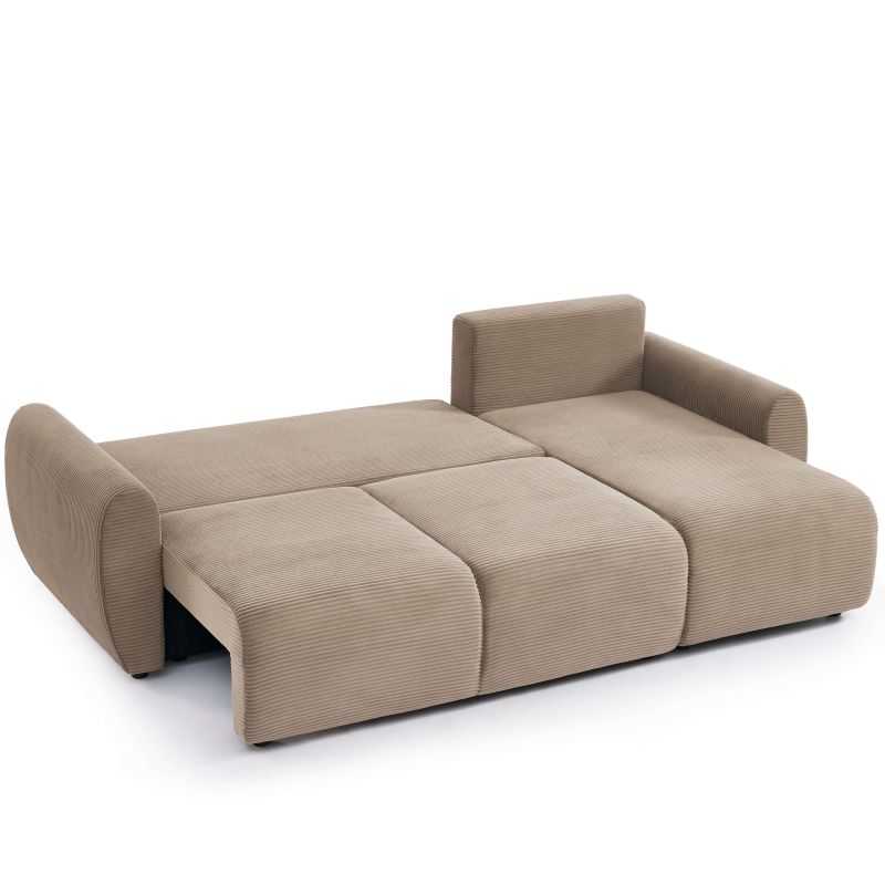 Canapé d'angle convertible et réversible 4 places DANILO velours côtelé grège