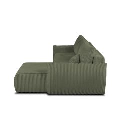 Canapé d'angle convertible et réversible GLORIA 4 places velours côtelé vert sauge