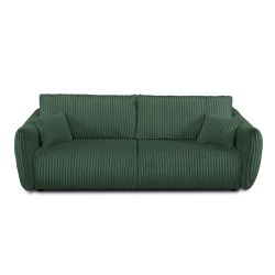 Canapé droit convertible GLORIA 3 places velours côtelé vert kaki