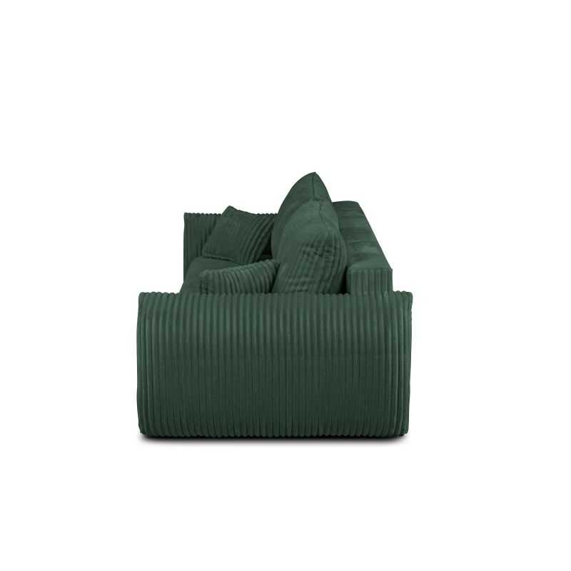 Canapé droit convertible GLORIA 3 places velours côtelé vert kaki