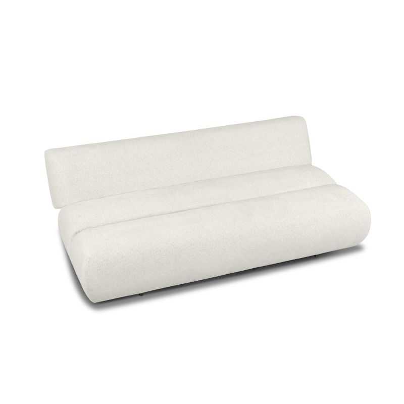 Canapé droit convertible PIO 3 places tissu bouclette écru