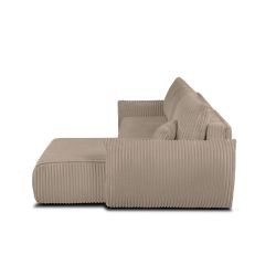 Canapé d'angle convertible et réversible GLORIA 4 places velours côtelé taupe