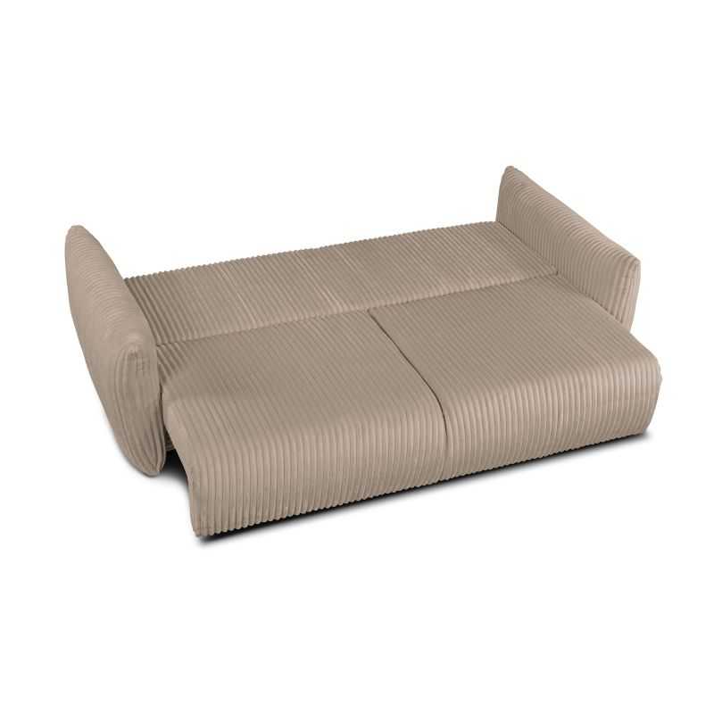 Canapé droit convertible GLORIA 3 places velours côtelé taupe