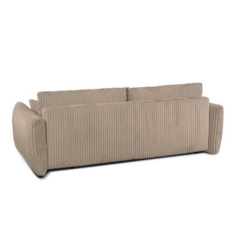 Canapé droit convertible GLORIA 3 places velours côtelé taupe