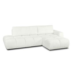 Canapé d'angle droit convertible SORELLA 4 places tissu chenille écru
