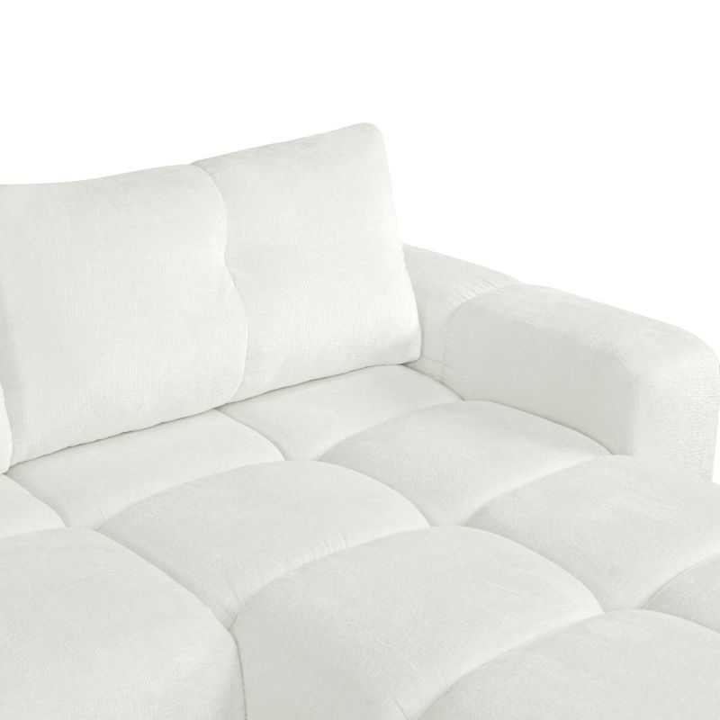 Canapé d'angle droit convertible SORELLA 4 places tissu chenille écru