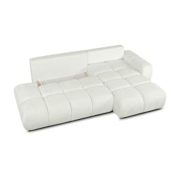 Canapé d'angle droit convertible SORELLA 4 places tissu chenille écru