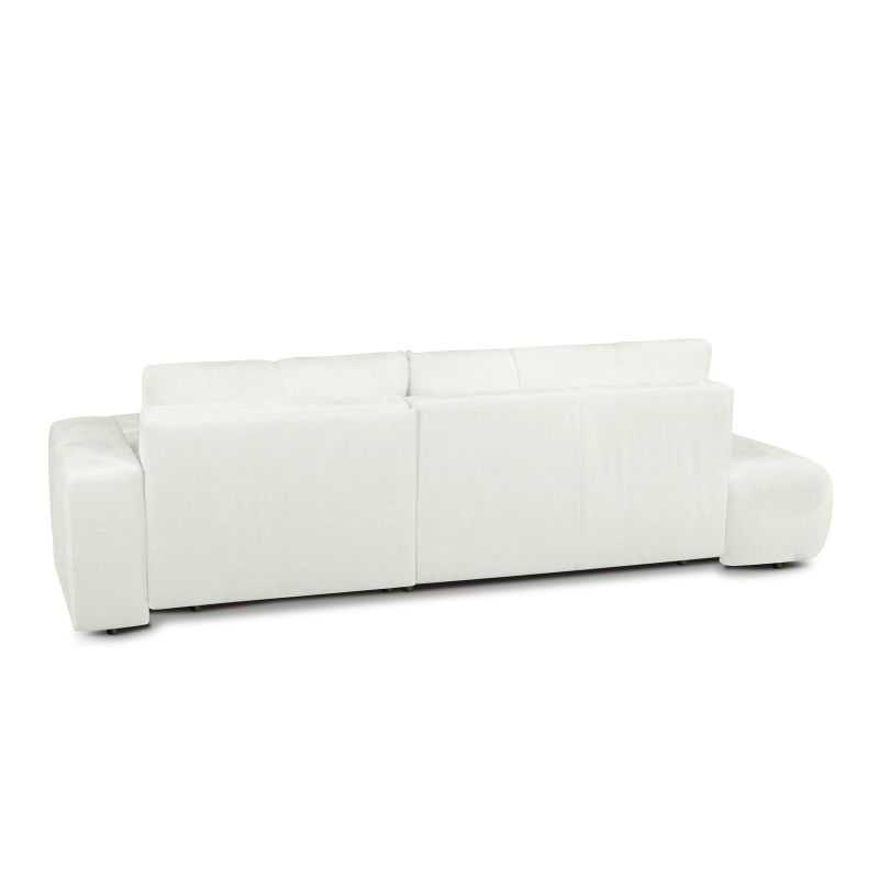 Canapé d'angle droit convertible SORELLA 4 places tissu chenille écru