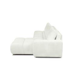 Canapé d'angle droit convertible SORELLA 4 places tissu chenille écru