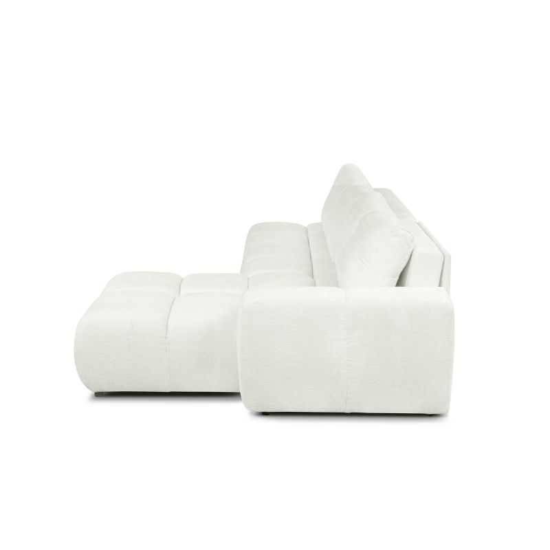 Canapé d'angle droit convertible SORELLA 4 places tissu chenille écru