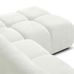 Canapé d'angle droit convertible SORELLA 4 places tissu chenille écru