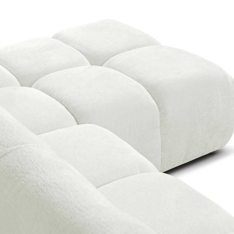 Canapé d'angle droit convertible SORELLA 4 places tissu chenille écru