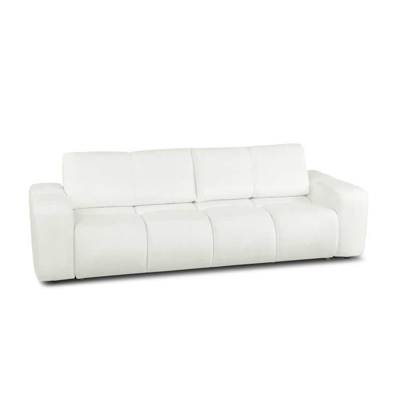 Canapé droit convertible SORELLA 3 places tissu chenille écru