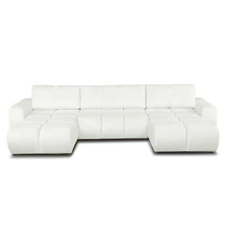 Canapé panoramique convertible SORELLA 6 places tissu chenille écru