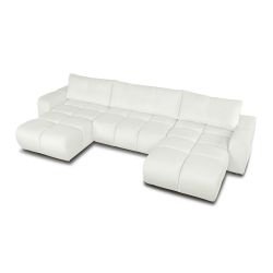 Canapé panoramique convertible SORELLA 6 places tissu chenille écru
