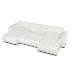 Canapé panoramique convertible SORELLA 6 places tissu chenille écru