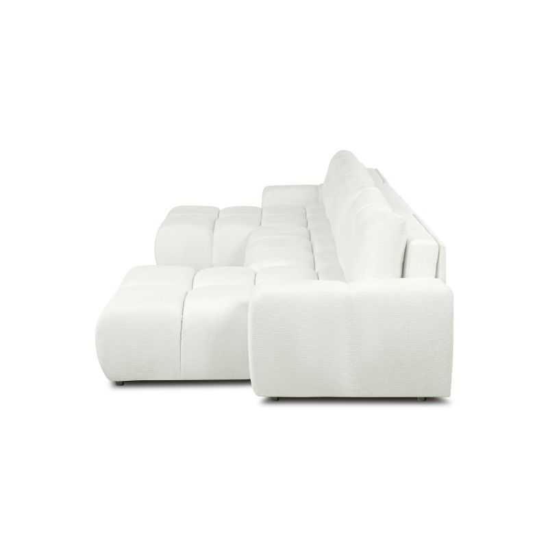 Canapé panoramique convertible SORELLA 6 places tissu chenille écru