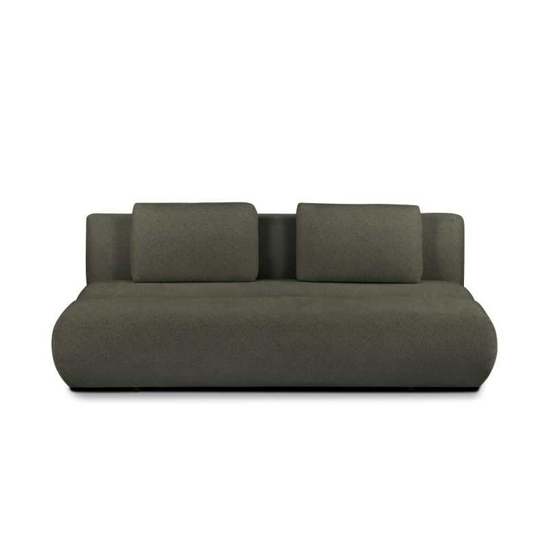 Canapé droit convertible PIO 3 places tissu bouclette vert kaki