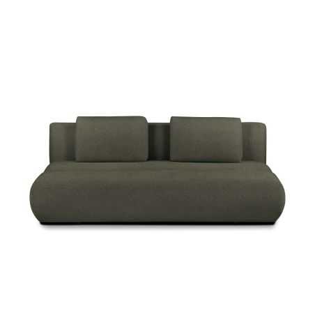 Canapé droit convertible PIO 3 places tissu bouclette vert kaki