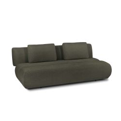 Canapé droit convertible PIO 3 places tissu bouclette vert kaki