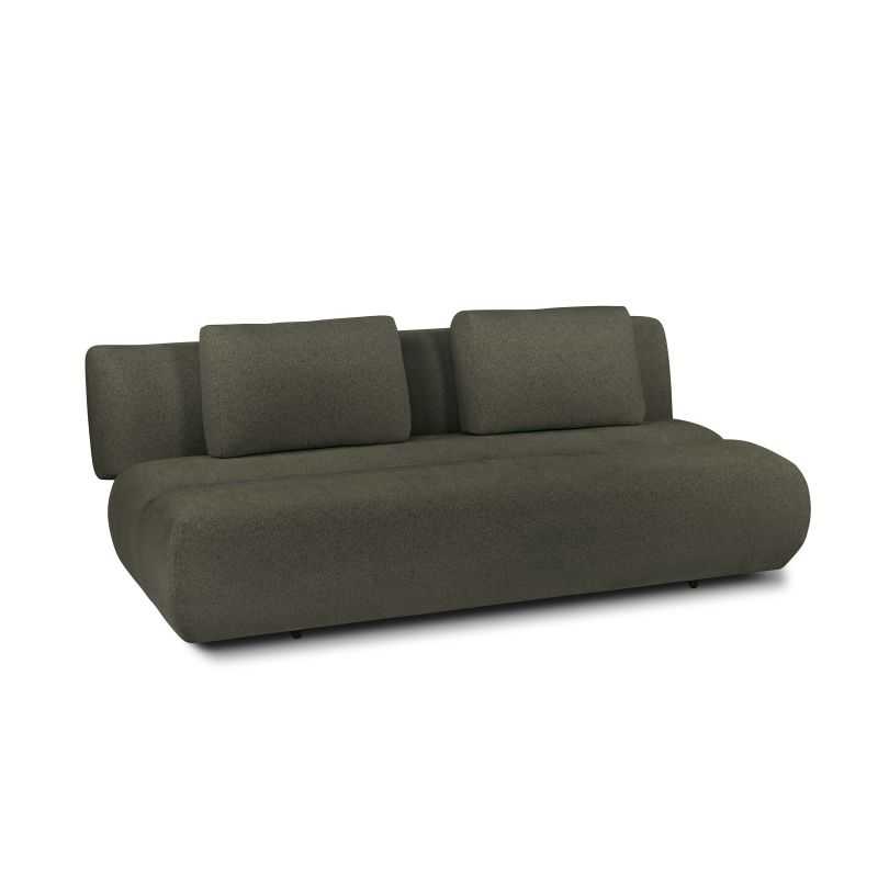 Canapé droit convertible PIO 3 places tissu bouclette vert kaki