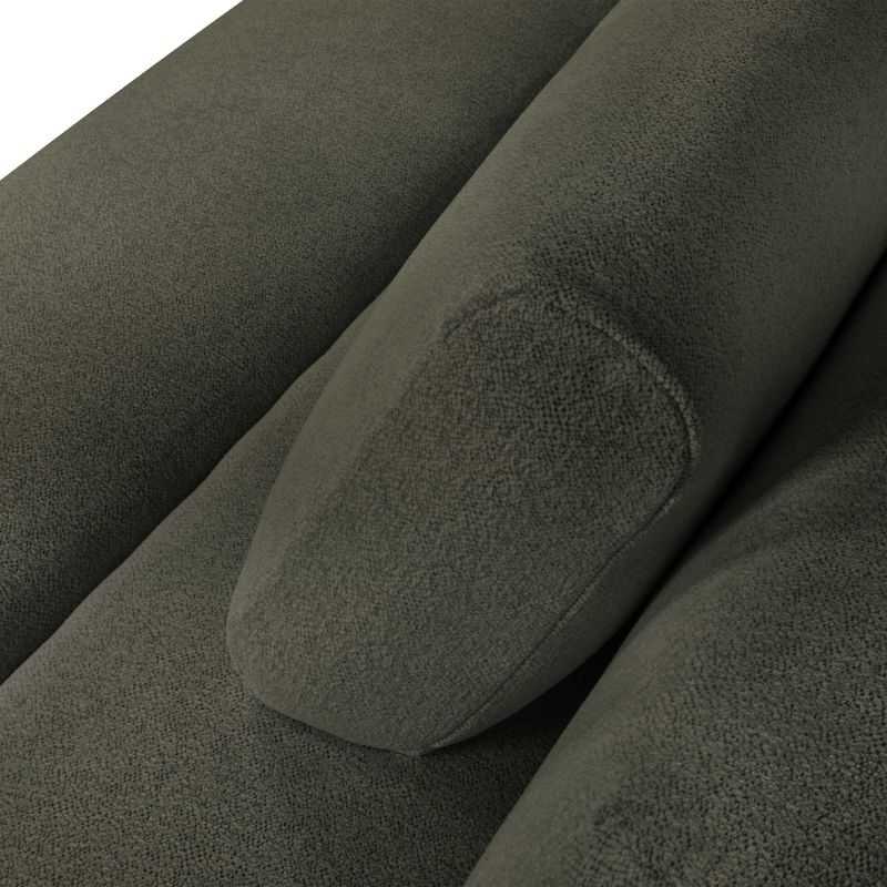 Canapé droit convertible PIO 3 places tissu bouclette vert kaki