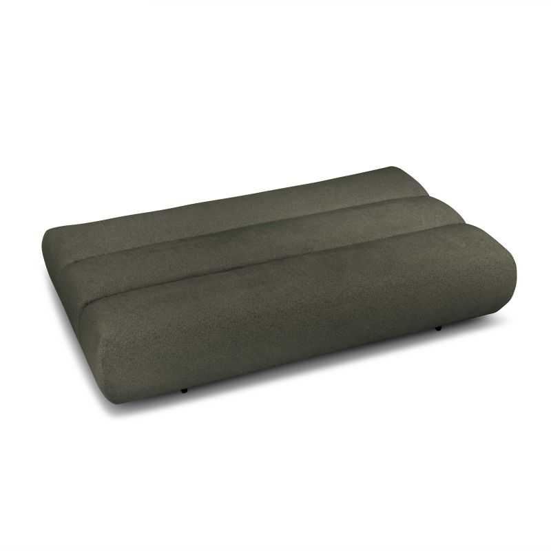 Canapé droit convertible PIO 3 places tissu bouclette vert kaki