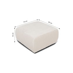 Pouf GLORIA fixe velours côtelé écru