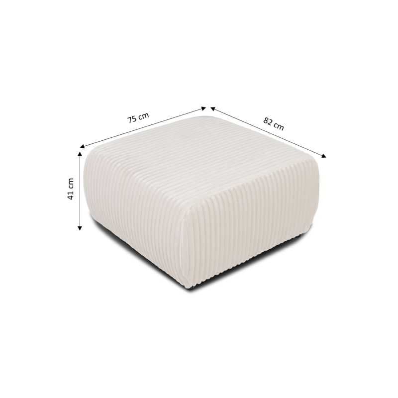 Pouf GLORIA fixe velours côtelé écru