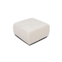 Pouf GLORIA fixe velours côtelé écru