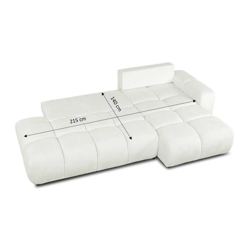 Canapé d'angle droit convertible SORELLA 4 places tissu chenille écru