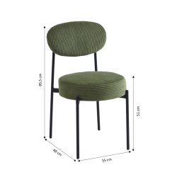 Lot de 2 chaises TEINA velours cotele vert