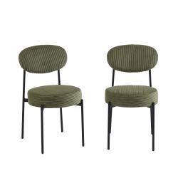 Lot de 2 chaises TEINA velours cotele vert