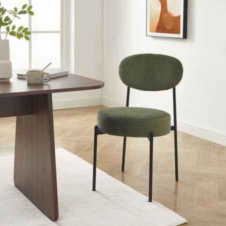 Lot de 2 chaises TEINA velours cotele vert